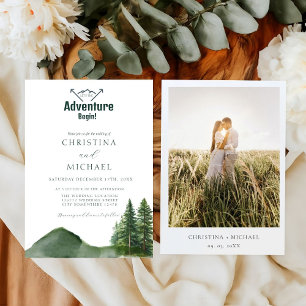 Invitation Mariage Rustique de la forêt de montagne de bois