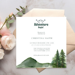 Invitation Mariage Rustique de la forêt de montagne de bois