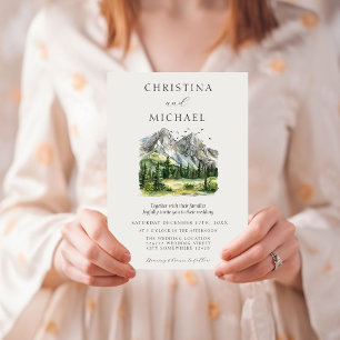 Invitation Mariage Rustique de la forêt de montagne de bois
