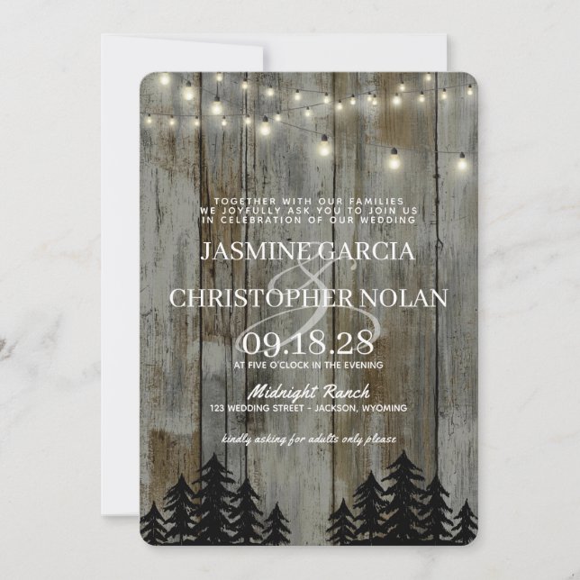 Invitation Mariage rustique de la Forêt Noire (Devant)