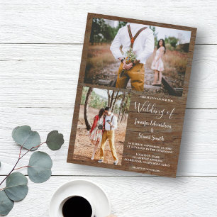 Invitation Mariage rustique de la grange en bois photo collag