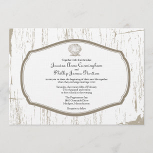 Invitation Mariage rustique de la plage de Shell
