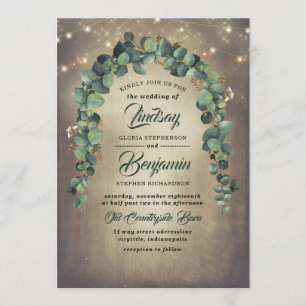 Invitation Mariage rustique de l'Eucalyptus Greenery Garland