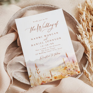 Invitation Mariage rustique de montagne de fleur sauvage aqua