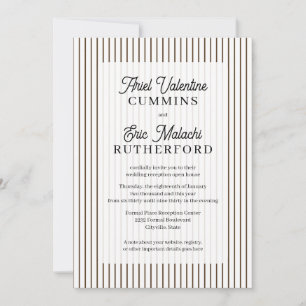 Invitation Mariage rustique de style campagnard rayé brun cou
