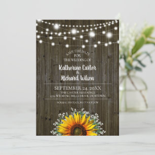 Invitation Mariage rustique de tournesol Enregistrer la date
