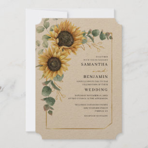 Invitation Mariage rustique de tournesol floral Eucalyptus