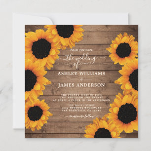 Invitation Mariage rustique de tournesol radiant