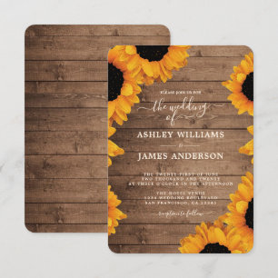 Invitation Mariage rustique de tournesol radiant
