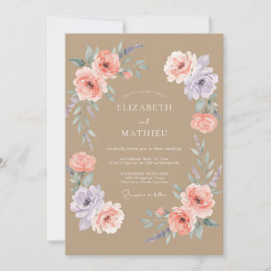 Invitation Mariage rustique délicat aux tons chauds