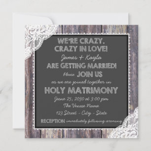 Invitation Mariage rustique démodé de tableau