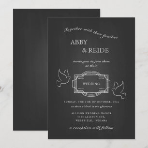Invitation Mariage rustique des colombes dessinées à la main