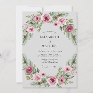 Invitation Mariage rustique d'hiver au plum