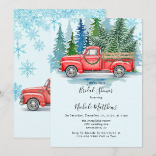 Invitation Mariage rustique d'hiver dans un camion, douche de