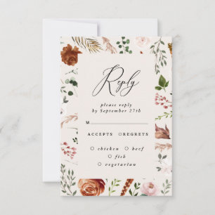 Invitation mariage rustique élégant floral cerf en terre cuit