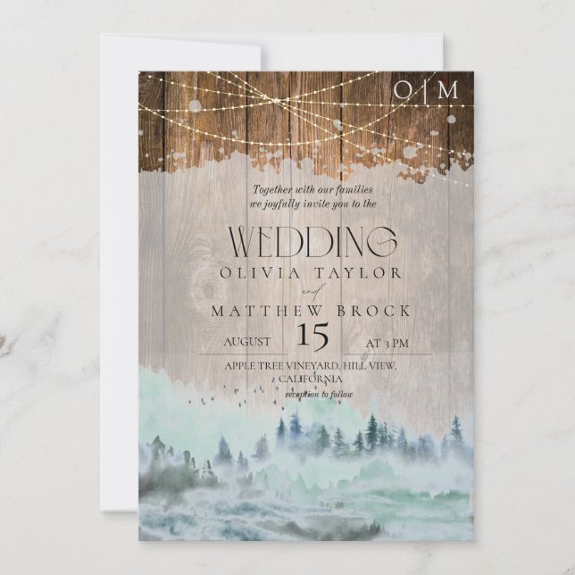 Invitation Mariage rustique élégant Woodland (Devant)