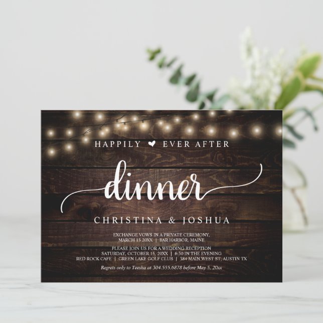 Invitation Mariage Rustique Elopement Heureux Jamais Après Le (Debout devant)