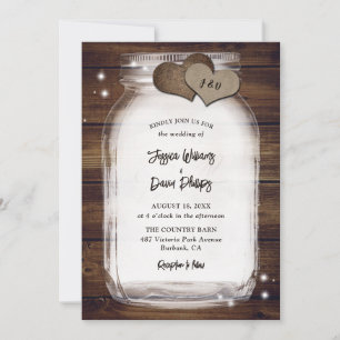 Invitation Mariage Rustique en Bois de Grange avec Pot en Ver