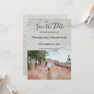Invitation Mariage rustique en bois de grange de pays Enregis