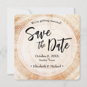 Invitation Mariage rustique en bois Enregistrer la date avec 