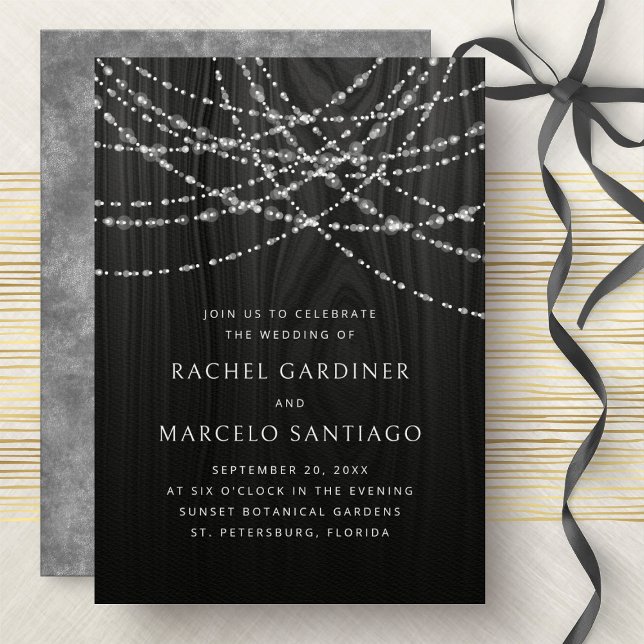 Invitation Mariage rustique en bois noir (Créateur téléchargé)