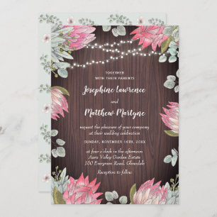 Invitation Mariage rustique en bois Protea