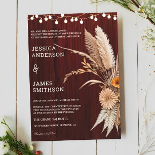 Invitation Mariage rustique en terre cuite et marron floral