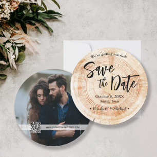 Invitation Mariage rustique Enregistrer la date Photo sur le 