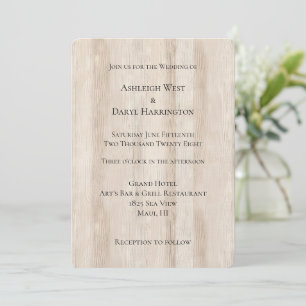 Invitation Mariage Rustique Faux Crème Blanc Bois