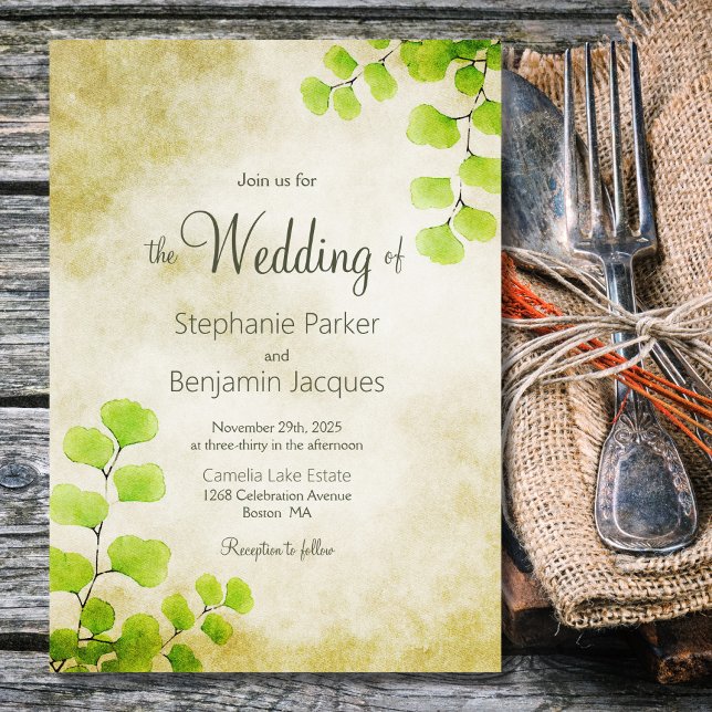 Invitation Mariage Rustique Fern Leaf (Créateur téléchargé)