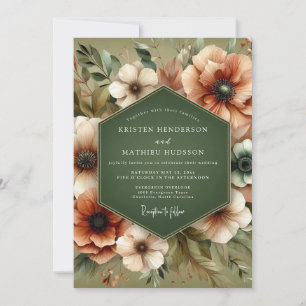 Invitation Mariage Rustique Fleur Verte Olive