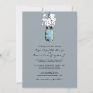 Invitation Mariage rustique Hanging Mason Jar