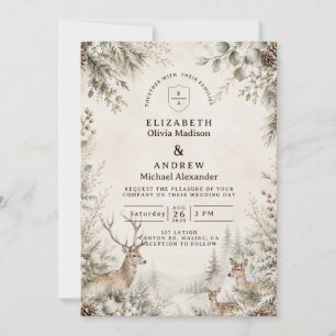 Invitation Mariage rustique intemporel d'hiver