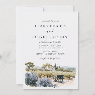 Invitation Mariage Rustique Mas de Vignoble Provençal Françai