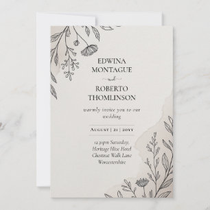 Invitation Mariage rustique minimaliste floral Heritage