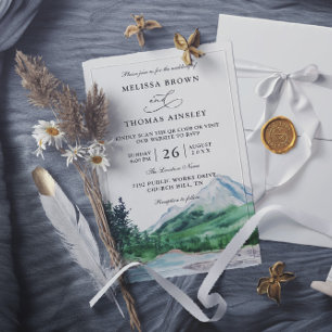 Invitation Mariage Rustique Montagnard Lac Moderne Budget Cod
