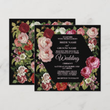 Mariage Rustique Noir Floral Rose Rouge