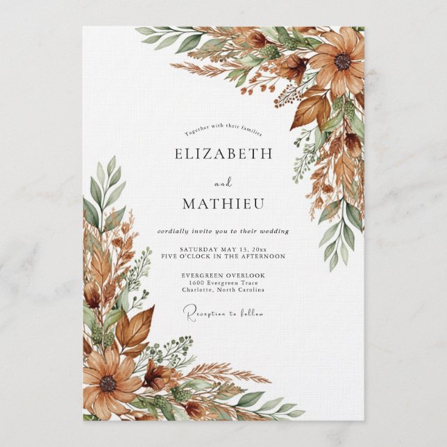 Invitation Mariage Rustique Ocre en Forêt (Devant)