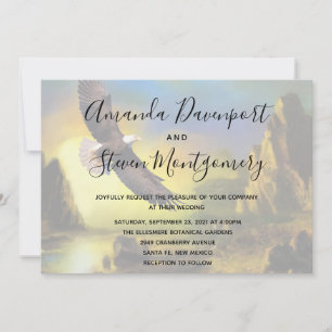 Invitation Mariage rustique panoramique patriotique à l'aigle