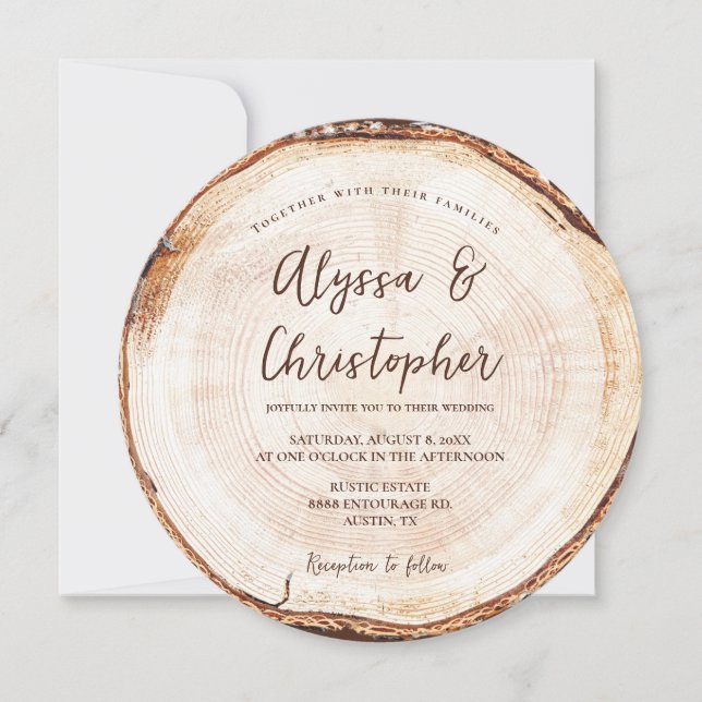 Invitation Mariage Rustique personnalisé de grain coupé en bo (Devant)