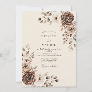 Invitation Mariage rustique resplendissant au moka