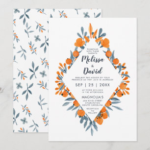 Invitation Mariage rustique romantique de couleur d'eau