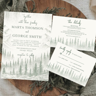 Invitation Mariage rustique Sage Green Mountain