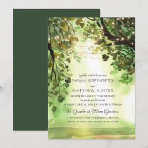 Invitation Mariage rustique sur le chemin des arbres de la fo