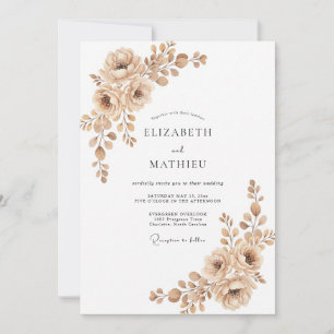 Invitation Mariage Rustique Terreux Sépia
