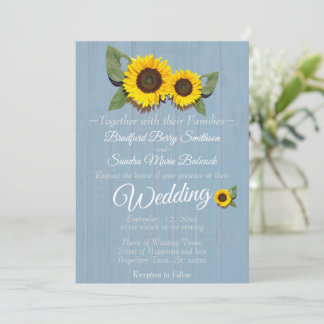 Invitation Mariage rustique tournesol Dusty Mariage en bois b