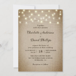 Invitation Mariage Rustique Vintage Burlap
