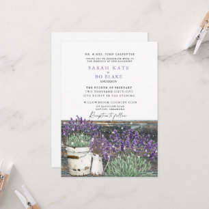 Invitation Mariage Rustique Vintage Lumières en Bois de Lavan