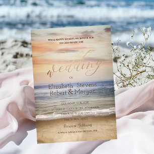 Invitation Mariage Sable de Plage Ciel