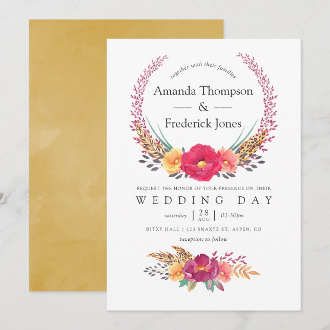 Invitation Mariage Safari Floral Aquarelle (Devant / Derrière)